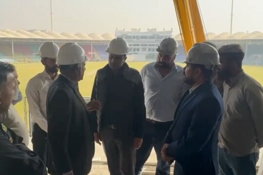 Mayor reviews renovation work at Karachi's National Stadium