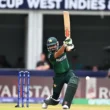 Babar Azam while playing a shot