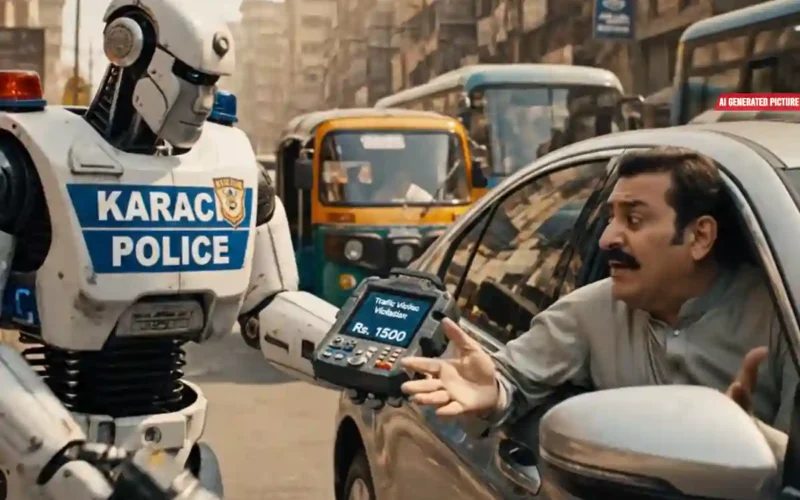 Karachi traffic robot e-challan