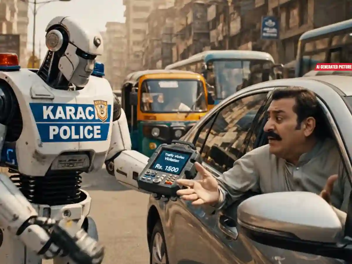 Karachi traffic robot e-challan