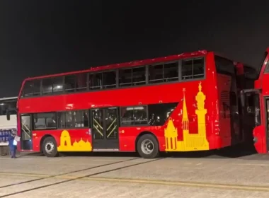 Double-decker buses in Karachi