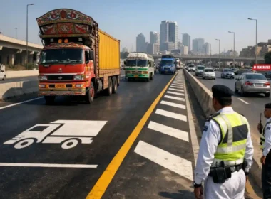 heavy vehicle traffic lanes Karachi