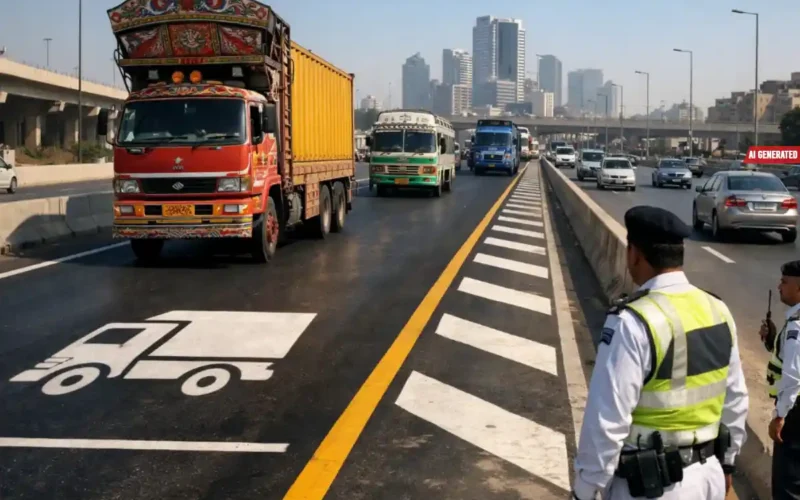 heavy vehicle traffic lanes Karachi