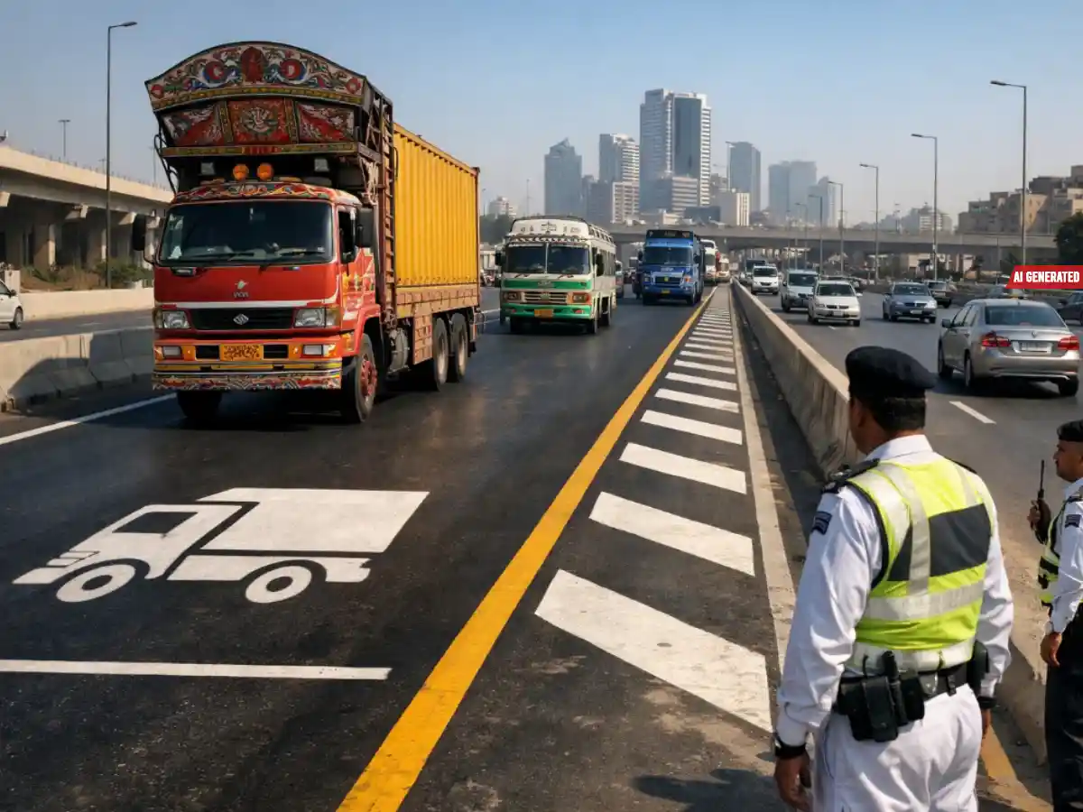heavy vehicle traffic lanes Karachi