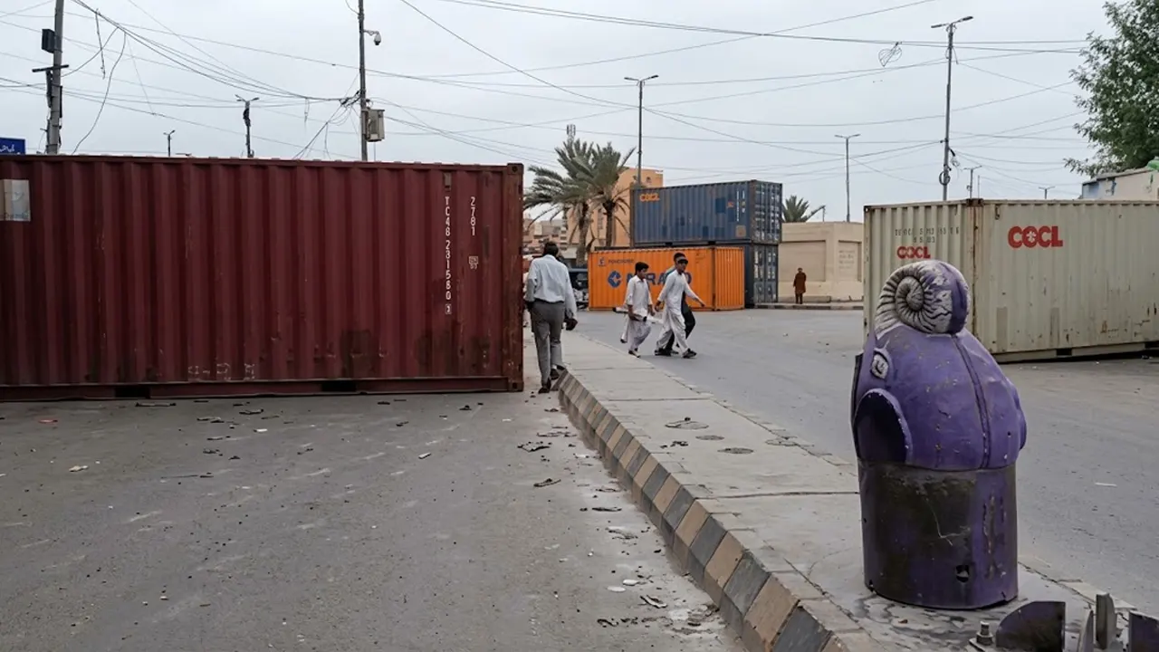 Karachi traffic police manage road closures at Society Signal