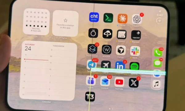 Apple iPhone Duo foldable smartphone showing its inner display