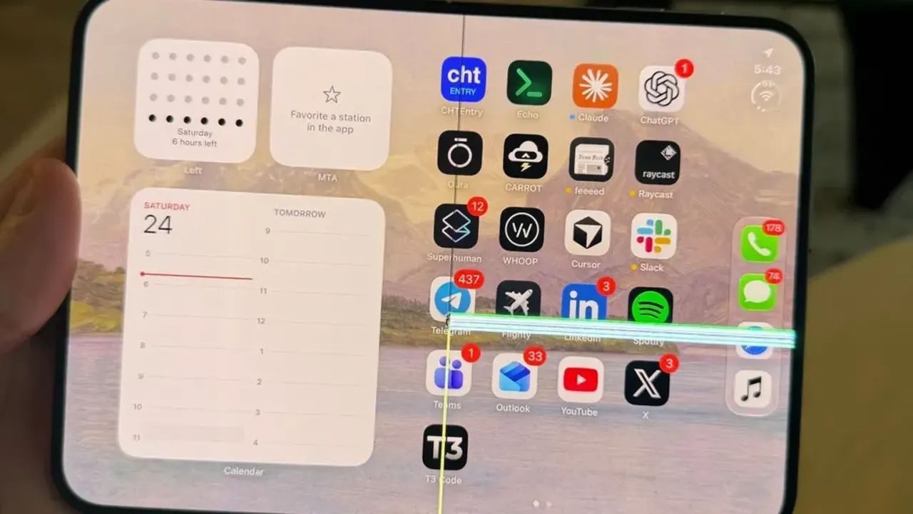 Apple iPhone Duo foldable smartphone showing its inner display