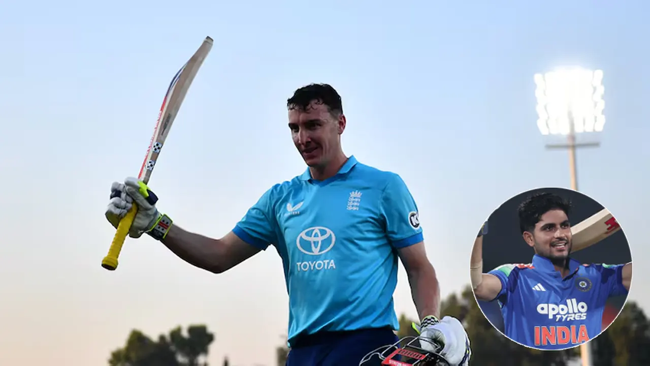 England captain Harry Brook celebrates his record-breaking ODI double century against Sri Lanka in Rawalpindi