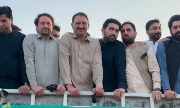 Sohail Afridi and PTI leaders lead the long march from Lakki Marwat towards Islamabad