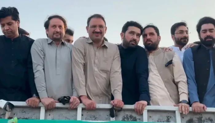 Sohail Afridi and PTI leaders lead the long march from Lakki Marwat towards Islamabad